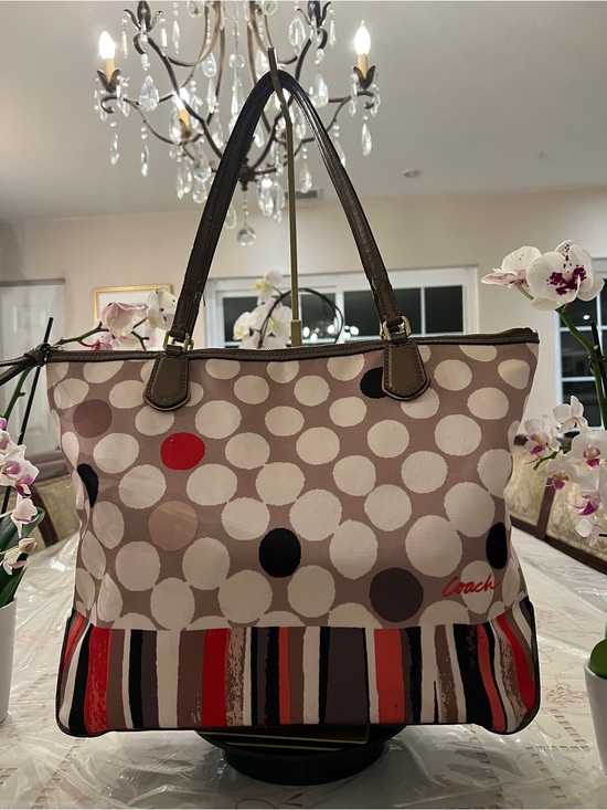 Coach Handbags - Coach Poppy Dot Print Tote Bag Style 25124 | Red Satin Lining | Shoulder Bag